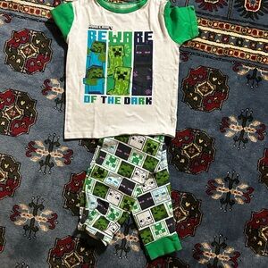 Minecraft Green and White Kids Pajama Set